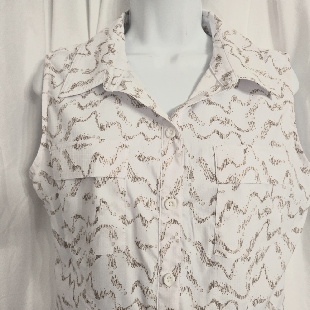 Reel Legends Mariner Cream Fitted Button Down Summer Shirt Size S